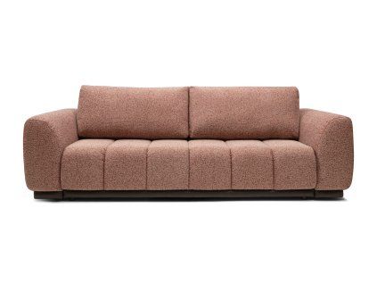 Rozkladacia pohovka CHALETTA SOFA v staroružovom čalúnení, čelný pohľad na trojmiestnu pohovku s prešívaným sedákom a oblými bokmi.