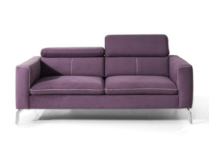 Pohovka LASIA SOFA 2,5 vo fialovom čalúnení s polohovacími opierkami hlavy.