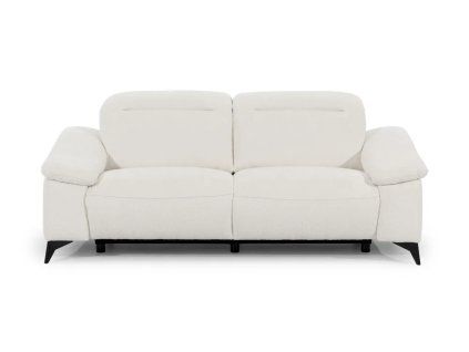 Dvojmiestna pohovka PALERMO sofa 2 v svetlom čalúnení na bielom pozadí, čelný pohľad na zaoblené podrúčky a tmavé nožičky.