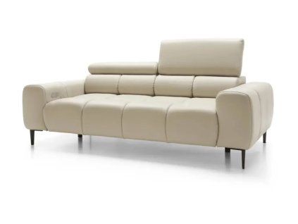 Kožená sedacia súprava COTTA sofa 3 pevná, trojmiestna kožená pohovka s polohovateľnými opierkami hlavy