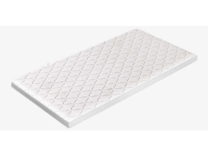 Topper SILVER, výška 7 cm, s bielym jemne prešívaným poťahom na bielom pozadí, pohľad zhora zošikma.