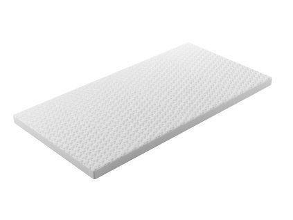 Topper MELODY, výška 9 cm, s bielym prešívaným poťahom na bielom pozadí, pohľad zhora zošikma.