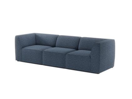Rovná sedacia súprava HYDRA SOFA 3 v tmavomodrom čalúnení, dlhý modul so širokými podrúčkami a nízkym operadlom.