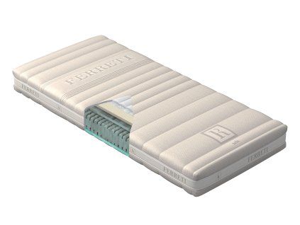 Matrac ALTEZA TALALAY, celkový pohľad zhora pod uhlom na bielom pozadí s prešívaným poťahom a bočným štítkom.