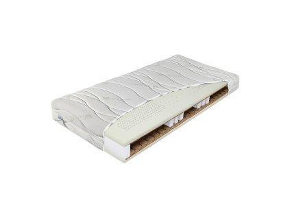 Matrac ADMIRÁL BIO HYDROLATEX T4 – rez bielym perforovaným jadrom a pružinovou konštrukciou.