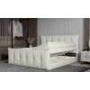 Boxspring posteľ ZENOVA - krémová - pohľad zboku - v interiéri spálne