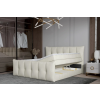 Boxspring posteľ ZENOVA - krémová čalúnená - v modernej spálni - celkový pohľad