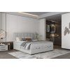Boxspring posteľ LOFTY - svetlosivá čalúnená - v modernej spálni - celkový pohľad
