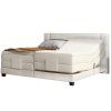 Čalúnená boxspring posteľ EMBRACE - béžová - moderné čelo - produktová fotografia