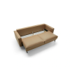 Rozkladacia pohovka LUXERA SOFA s otvoreným úložným priestorom, odklopený sedák a viditeľný vnútorný box na bielom pozadí.