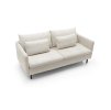Rozkladacia pohovka URBANIA svetlobéžová na bielom pozadí, šikmý predný pohľad na zloženú sofa s mäkkými vankúšmi.