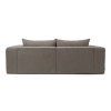 Rozkladacia pohovka SOFORA SOFA zozadu, hladký zadný diel v hnedom čalúnení a dva vankúše presahujúce cez operadlo.
