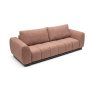 Rozkladacia pohovka CHALETTA SOFA staroružová, šikmý bočný pohľad na profil pohovky s prešívaním a oblými podrúčkami.