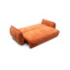 Rozkladacia pohovka COSMARA v prevedení sofa oranžová v rozklade, šikmý pohľad na vysunutú spaciu časť.