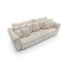 Rozkladacia pohovka SCANDORA XL SOFA v šikmom pohľade, svetlé čalúnenie, bohaté vankúše a mäkké línie korpusu na bielom pozadí.