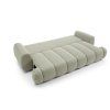 Rozkladacia pohovka MODIVO SOFA rozložená do polohy lôžka, pohľad v uhle na plochu na spanie a valcové boky.