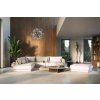 Modulárna sedacia súprava METROPIA R2 v modernom interiéri, svetlé čalúnenie s mäkkými vankúšmi a rohové usporiadanie.