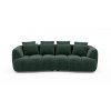 Sofa TREES SOFA – čelný pohľad, tmavozelená látka, 4 sedacie segmenty a sada vankúšov