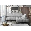 Sivá rohová sedačka do obývačky COTTA L s veľkými oknami