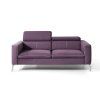 Pohovka LASIA SOFA 2 na bielom pozadí vo fialovej farbe, čelný pohľad na dvojmiestnu pohovku s polohovacími opierkami hlavy.