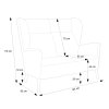 Dvojmiestna pohovka NAOMI sofa 2 technický nákres s kótami rozmerov, čiernobiela schéma produktu.