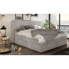 Boxspring posteľ MEDINA - sivá čalúnená - v modernej spálni - celkový pohľad