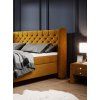 Boxspring posteľ 140x200 NOLAN, výrez šikmého pohľadu na čelo a bok v spálni