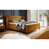 Horčicová boxspring posteľ - v spálni - celkový pohľad zošikma