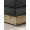 Boxspring posteľ - detail rohu - sivé čalúnenie a masívne drevo