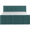 Čalúnená boxspring posteľ MARY - zelenomodrá - moderné prešívané čelo - produktová fotografia