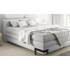 Svetlosivá boxspring posteľ 160x200 PATRICIA, šikmý pohľad v spálni
