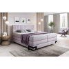 Boxspring posteľ ELIZABETH - svetlosivá - v spálni - pohľad zošikma