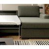 Detail sedacej a ležacej plochy sedačky LILLY SOFA v tmavozelenej látke, bočný pohľad