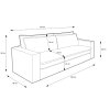 Rozkladacia pohovka ALBER SOFA technická schéma s vyznačenými rozmermi pohovky, ilustračný nákres.