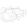 Rozkladacia pohovka ALBER SOFA technická schéma s vyznačenými rozmermi pohovky.