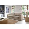 Rozkladacia pohovka ALBER SOFA v interiéri pri okne, béžové čalúnenie, pohľad v uhle spredu.
