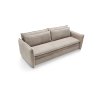 Rozkladacia pohovka ALBER SLIM SOFA bočný uhlový pohľad na tvar opierok a sedáka v béžovej látke, biele pozadie.
