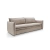Rozkladacia pohovka ALBER SLIM SOFA béžová pohovka na bielom pozadí, pohľad v uhle spredu s nízkymi opierkami.