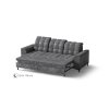 Rozkladacia pohovka ALICA sofa 3 rozložená na lôžko so vysunutou plochou na spanie, pohľad zpredu zľava.