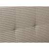 Boxspring posteľ HERA, detail béžového čela s vodorovným členením a čalúnenými gombíkmi.