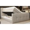 Béžová boxspring posteľ 140x200 HERA, so zdvihnutou bočnou časťou lôžka a otvoreným úložným priestorom