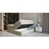 Boxspring posteľ s úložným priestorom - béžová - vyklopené lôžko - pohľad zošikma
