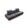 Rovná sedacia súprava DRACO SOFA V10 tmavosivá, šikmý pohľad zhora na prešívané sedáky a opierky hlavy nastavené do vyššej polohy.