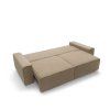 Rozkladacia pohovka CUBE SOFA rozložená na lôžko, pohľad zhora na rovný spací priestor v hnedo-béžovom čalúnení.