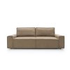 Rozkladacia pohovka CUBE SOFA v hnedom čalúnení, pohľad spredu na rovný tvar s nízkymi operadlami na bielom pozadí.
