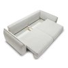 Detail rozkladacej pohovky LYNX SOFA s vysunutým lôžkom a otvoreným vnútorným priestorom, pohľad šikmo zhora