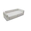 Rozkladacia pohovka LYNX SOFA zložená v bočnom pohľade, svetlé čalúnenie a široké opierky, minimalistické línie na bielom pozadí.