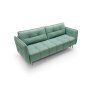 Rozkladacia pohovka FOMAX SOFA v zelenej farbe, šikmý pohľad zhora na tvar pohovky s výrazným prešívaním sedáku.