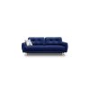 Rozkladacia pohovka SION SOFA v tmavomodrej farbe, čelný produktový záber s nízkym profilom a prešívanými vankúšmi.