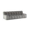 Rozkladacia sedacia súprava ZEN sofa v svetlosivom poťahu, celkový pohľad spredu na bielom pozadí s výrazným prešívaním.